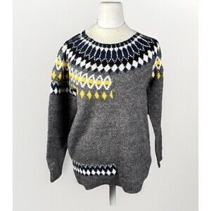 DNA Womens Long Sleeves Turtleneck Sweater Gray Multi Colored Size Small